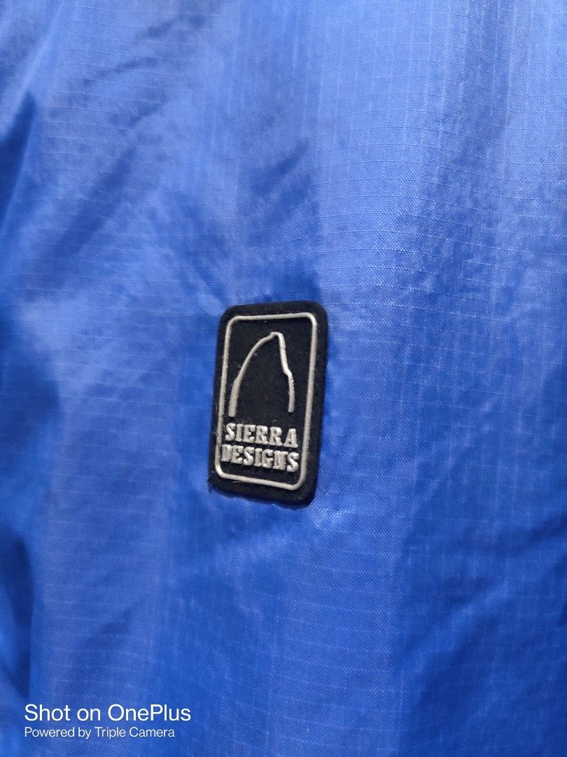 Vintage 1990'S Sierra Designs hooded windbreaker with triple-tree tag, size L, men's unclear blue type Vintage Second Hand