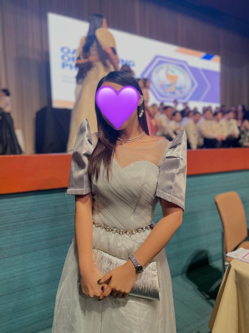 Silver store filipiniana dress