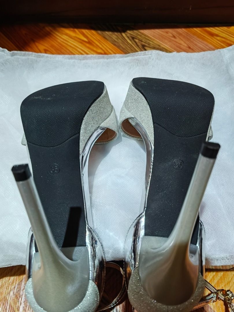 matte silver heels