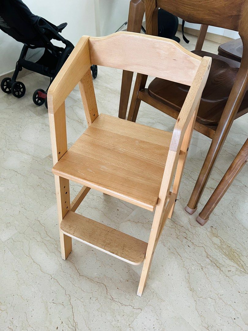 Solid wood children dining chair high chair, Babies & Kids, Baby