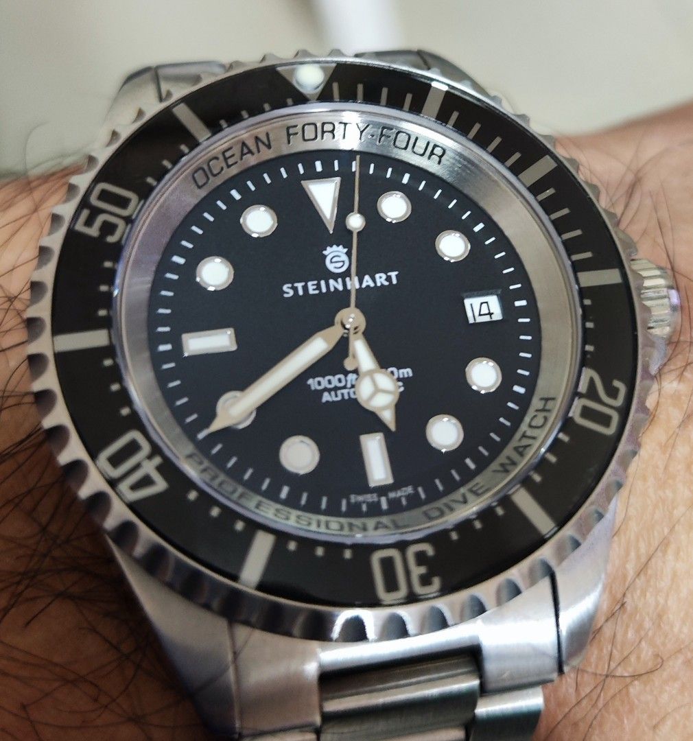 Steinhart Ocean 44 BLACK Ceramic Diver Watch 淨錶, 男裝, 手錶及