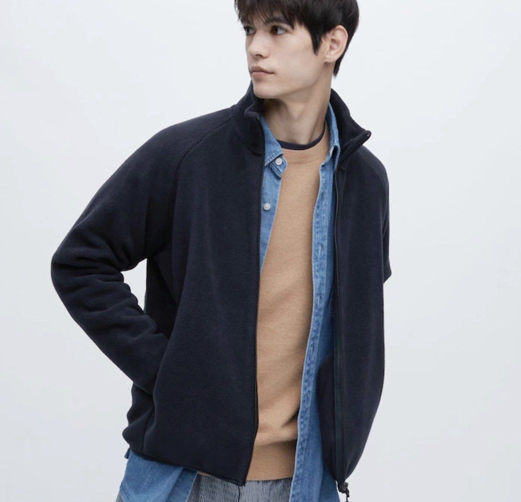 Mens fleece sales jacket navy