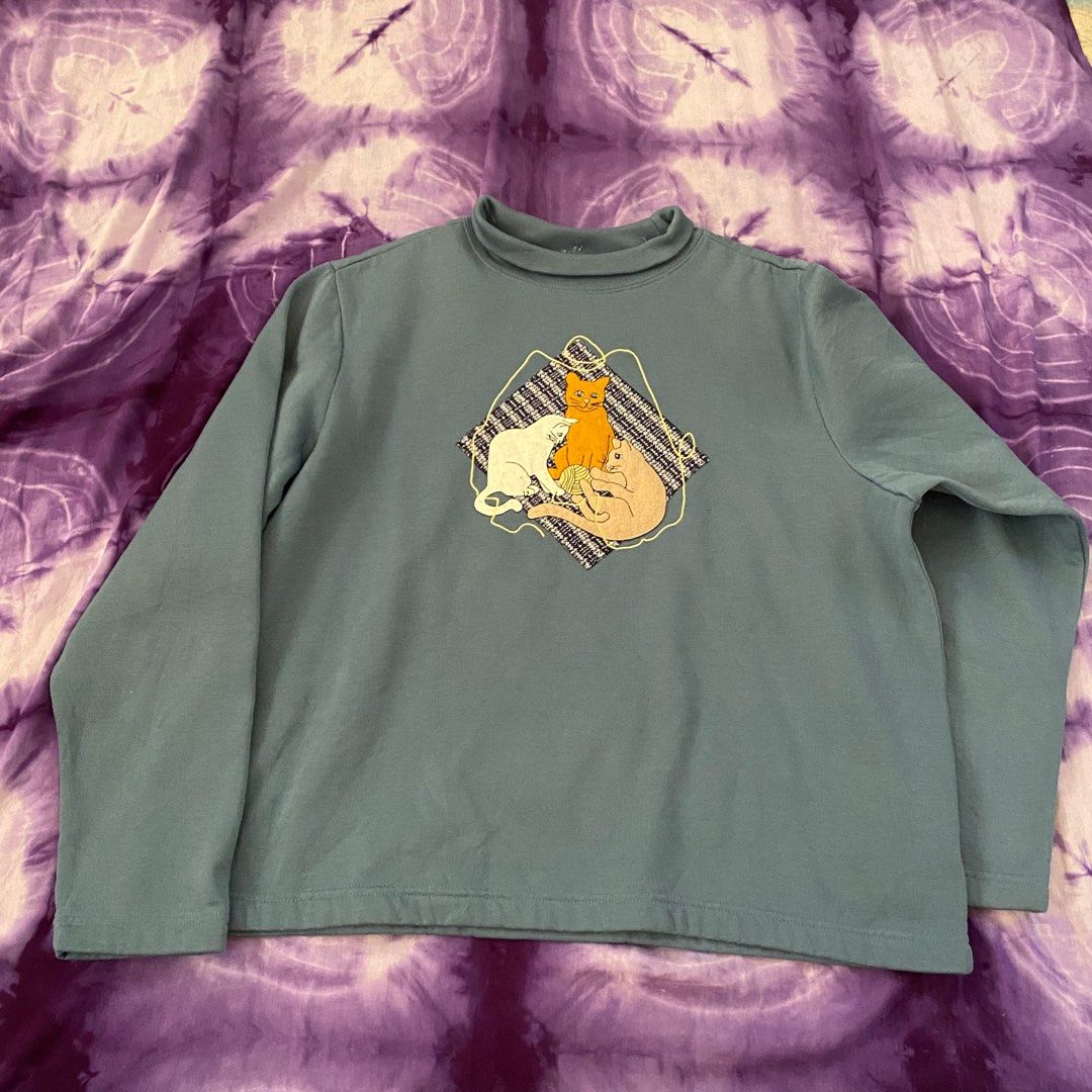 Vintage Cat Sweater, Women's Fashion, Tops, Longsleeves on Carousell