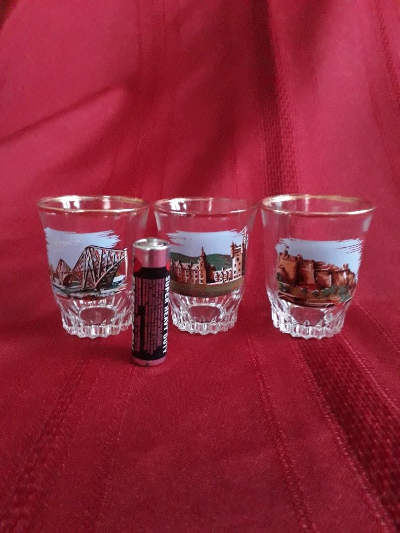 Vintage Shot Glasses with UK Landmarks, Furniture & Home Living