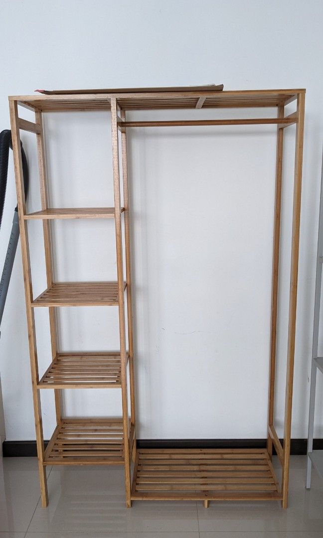 Wooden Clothes Rack with shelf, Furniture & Home Living, Furniture