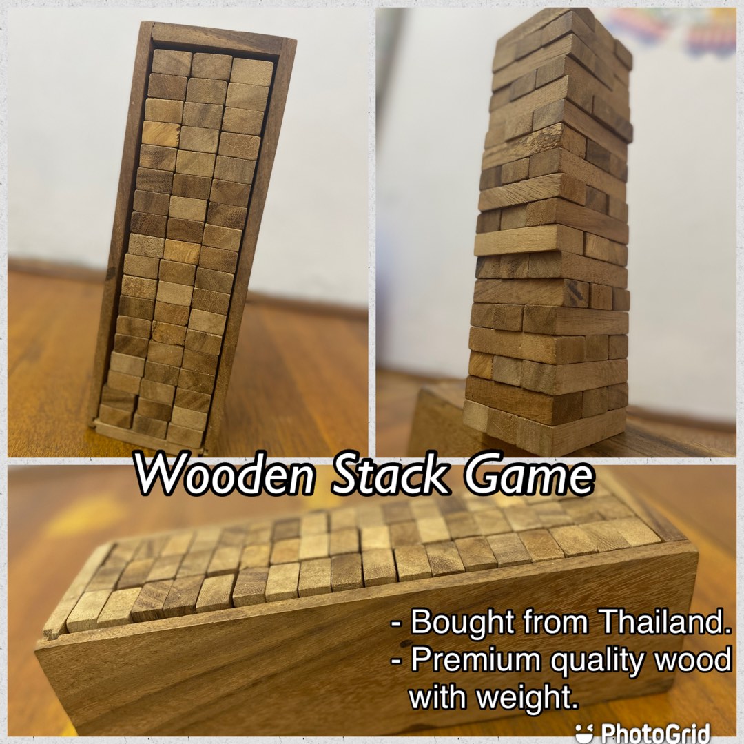 Wooden Stack Games Building Blocks Tumbling Tower Kids Toy, Hobbies ...