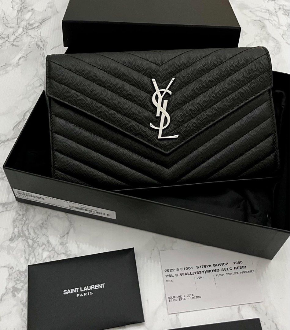 Ysl Black Wallet On Chain Guaranteed authentic, Luxury, Bags