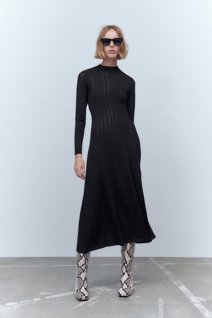 Zara black clearance long sleeve dress