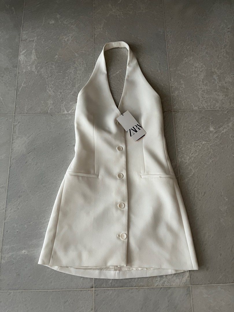 White sleeveless blazer dress zara clearance
