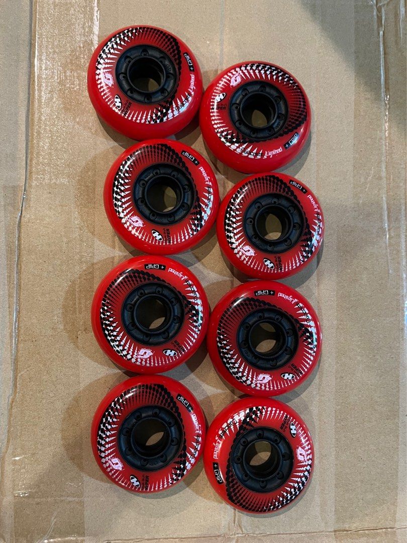 76mm hyper concrete 84A inline skate rollerblade red wheels (set of 8