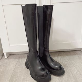 正韓 契爾西皮革長筒靴/size38