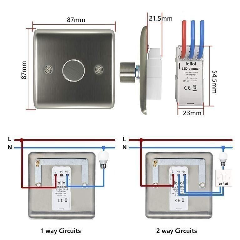 ⭐ [C4042] ⭐iolloi LED Dimmer Switch 1 Gang, Push on/Off Rotary Trailing
