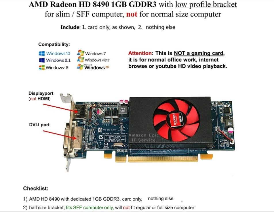 AMD Radeon HD 8490 Video Card (Low Profile), Computers & Tech, Parts ...