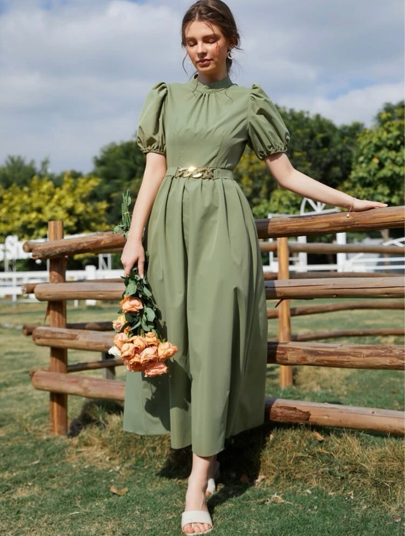 Army green shop long dress