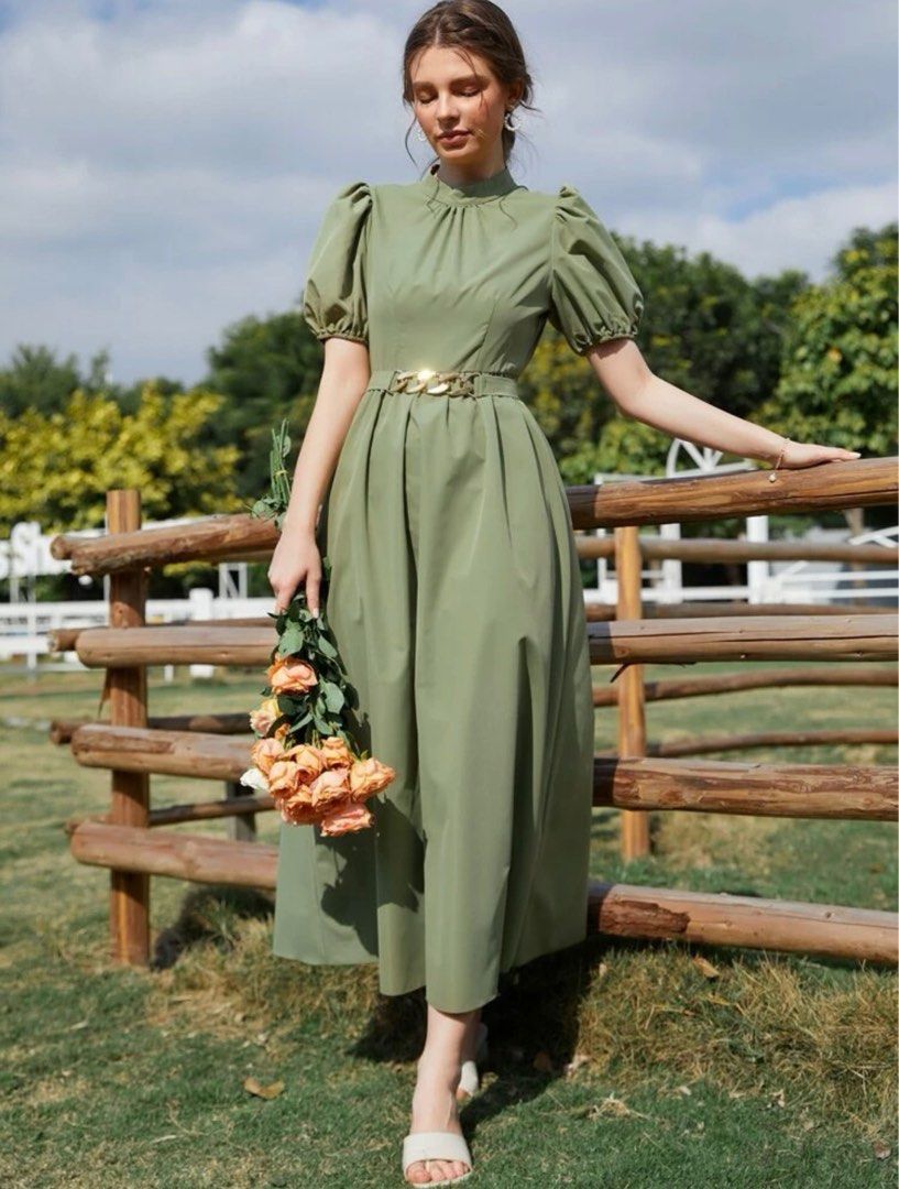 Army green outlet color dress
