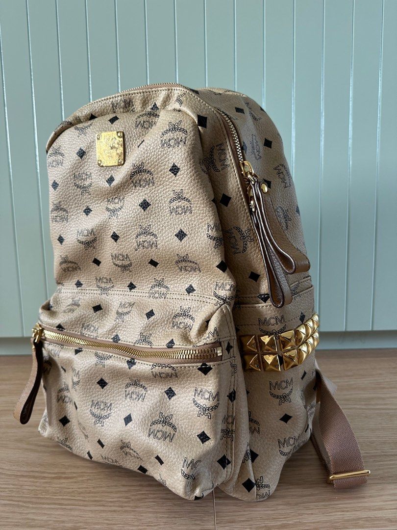 Mcm logo clearance backpack