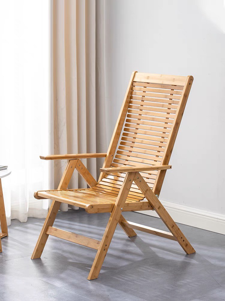 Bamboo Recliner Solid Wood Sleeping Chair, Furniture & Home Living