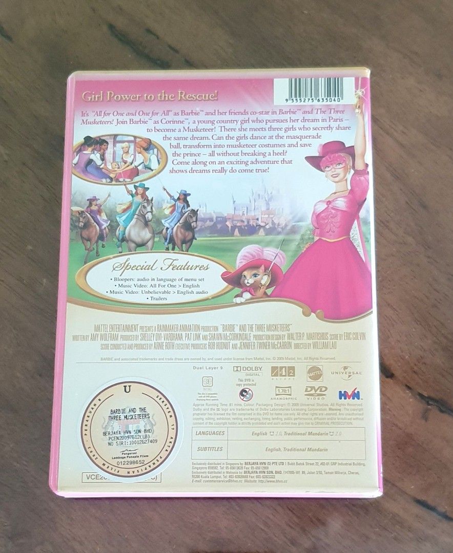 Barbie and the store three musketeers dvd