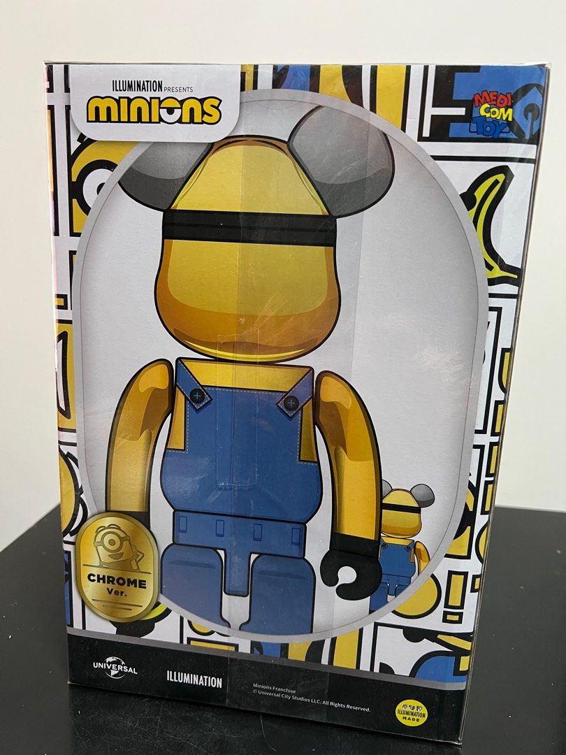 Bearbrick Minions Dave Chrome Ver. 400%100%, 興趣及遊戲, 玩具