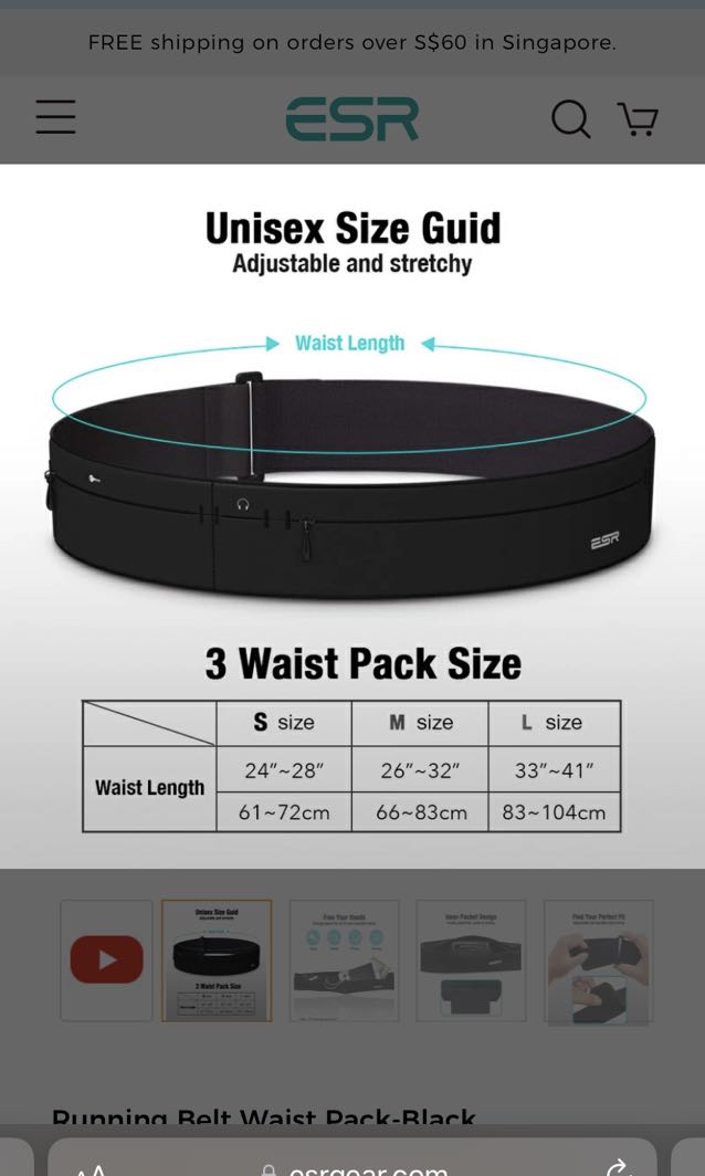 BNIB ESR Running Belt Waist Pack Black Sports Equipment Other