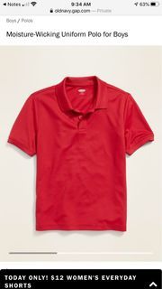 BNWT Old Navy Boy’s Red Polo Tee Size XL (14-16) Suit Age 12-14