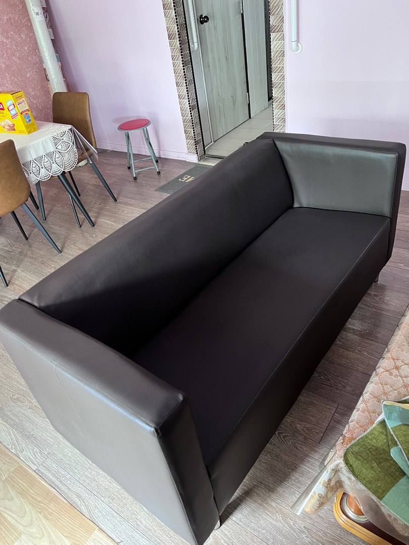 bradford 2 dark brown 3 seater faux leather, Furniture & Home Living