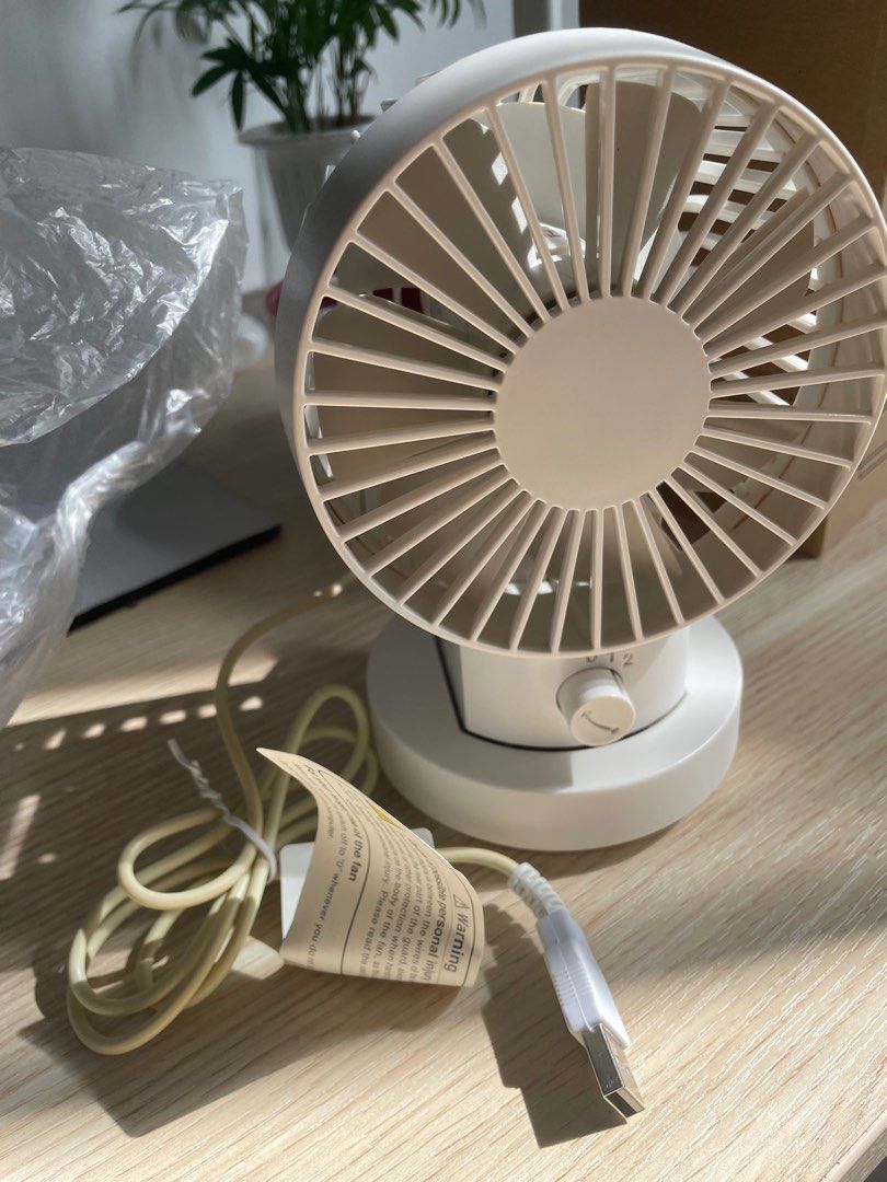 Brand New! Muji USB Desk Fan Swing Type (White), Furniture & Home