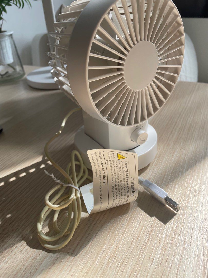 Brand New! Muji USB Desk Fan Swing Type (White), Furniture & Home