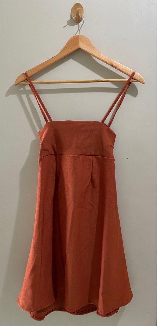 Brown Bow Backless Dress