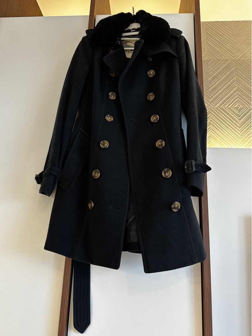 Burberry black wool coat hotsell