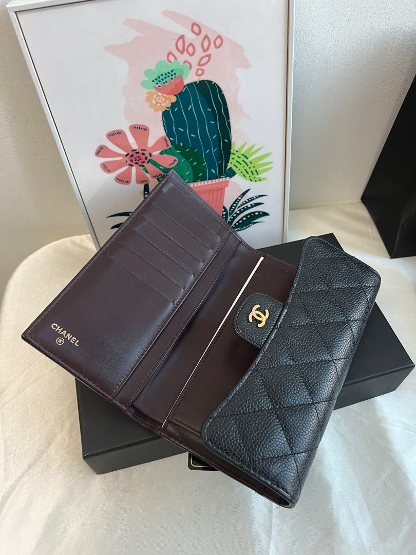 Chanel Classic long flap wallet Cavier GHW