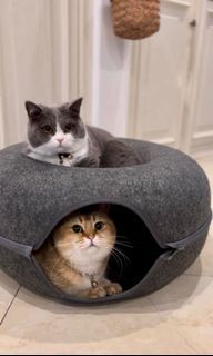 Charcoal Grey Pet Tunnel Cat Felt Bed