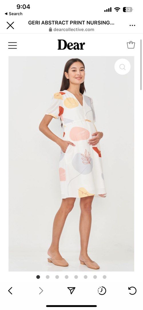 Dear collective GERI ABSTRACT PRINT NURSING DRESS WHITE Women s