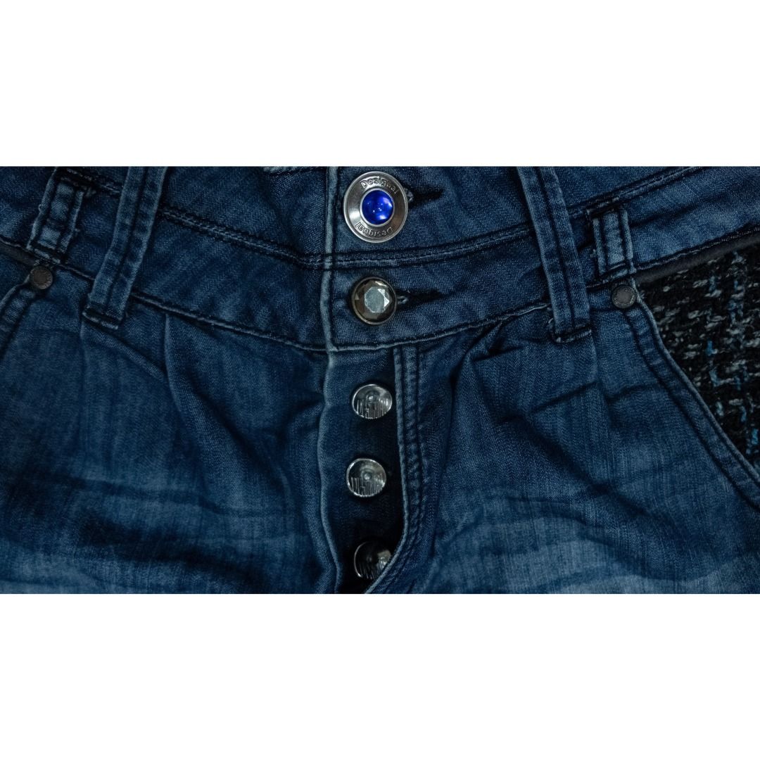 Desigual Rainbow Jeans with Bejewelled Front Button Fastening