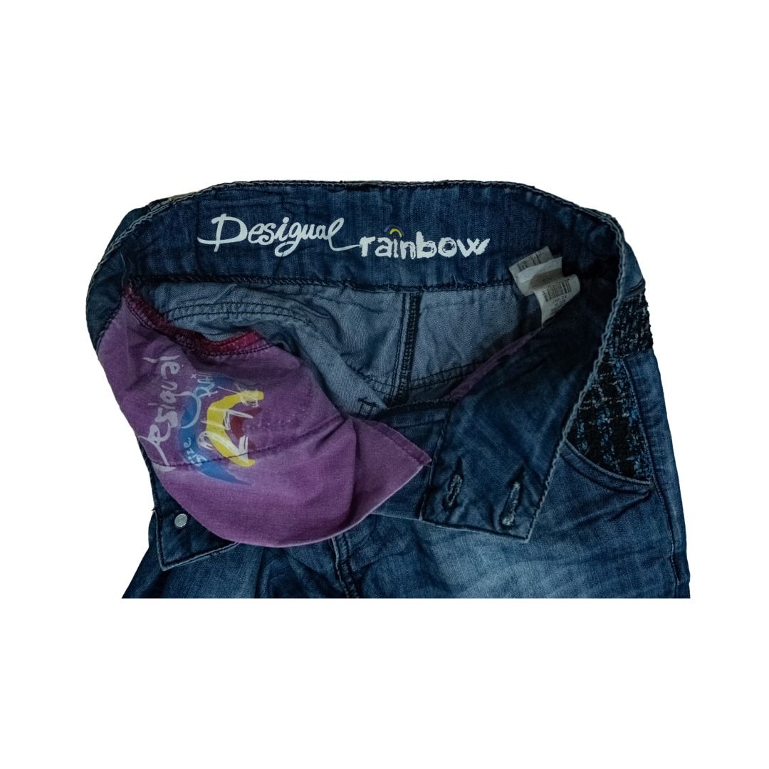 Desigual Rainbow Jeans with Bejewelled Front Button Fastening
