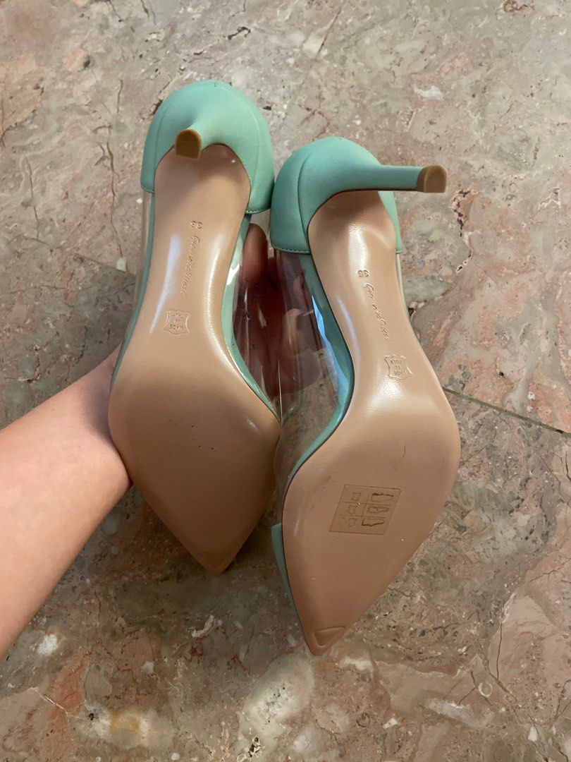 Gianvito Rossi Plexi 8.5 leather pump in Tiffany Blue EU 36