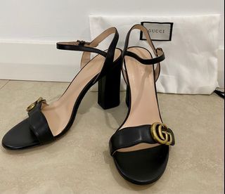 GUCCI GG black leather high heel sandal. Brand new. Size EU 40.