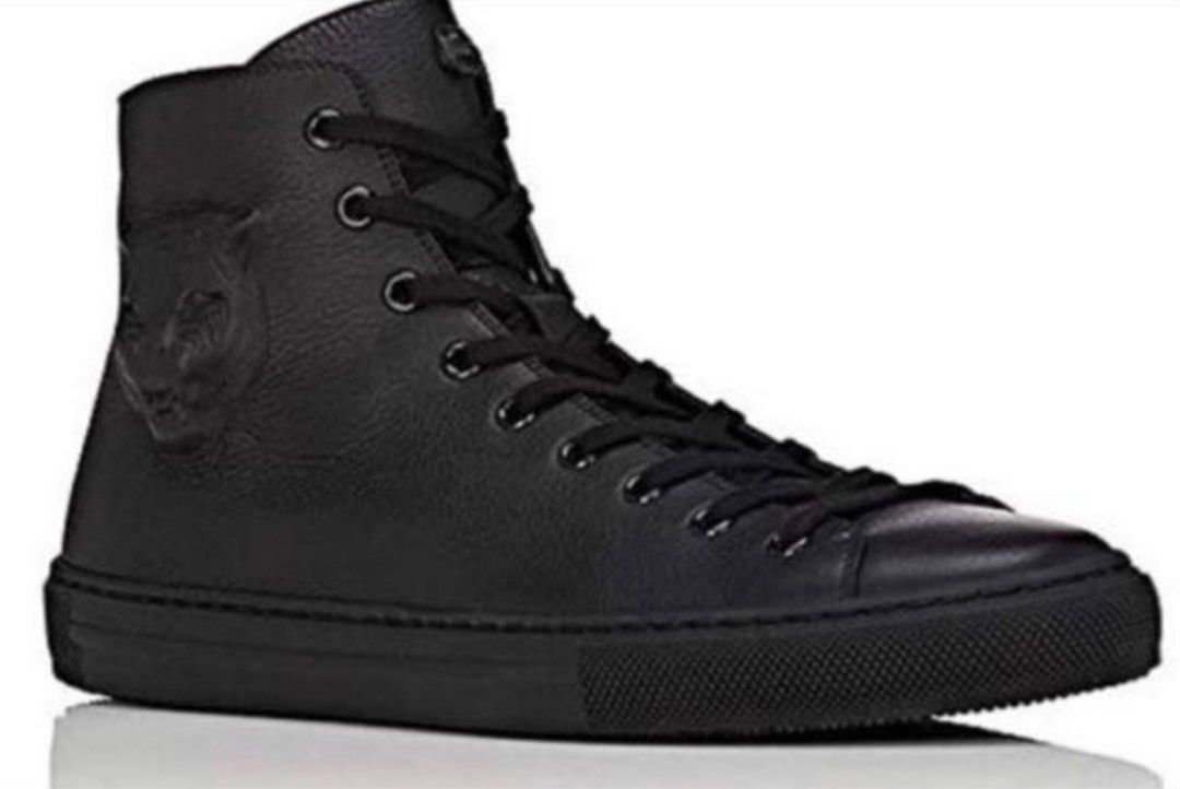 Mens gucci black online leather high top sneakers