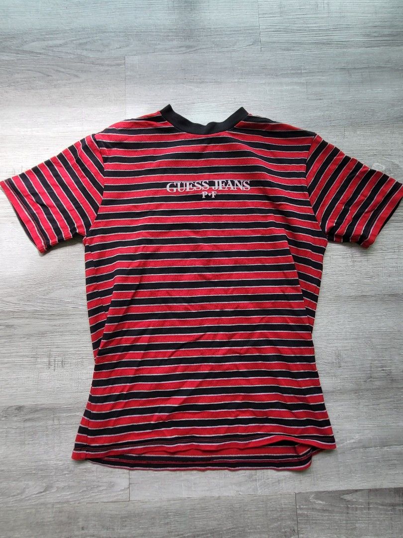 GUESS x P F reflective tee red Men s Fashion Tops Sets