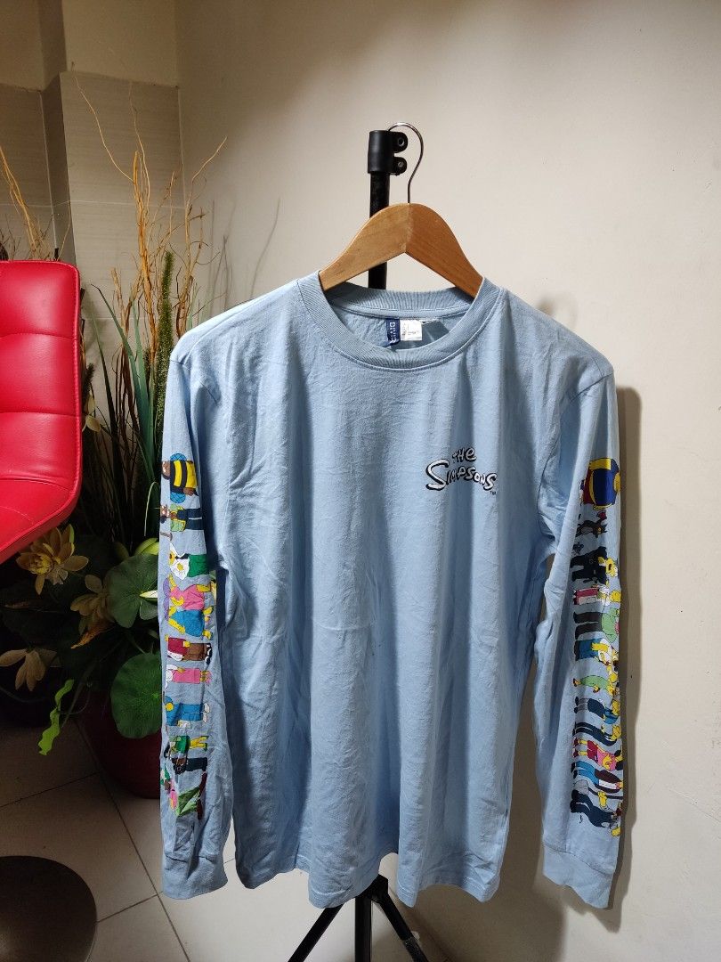 H M x the Simpsons long sleeve shirt Men s Fashion Tops Sets