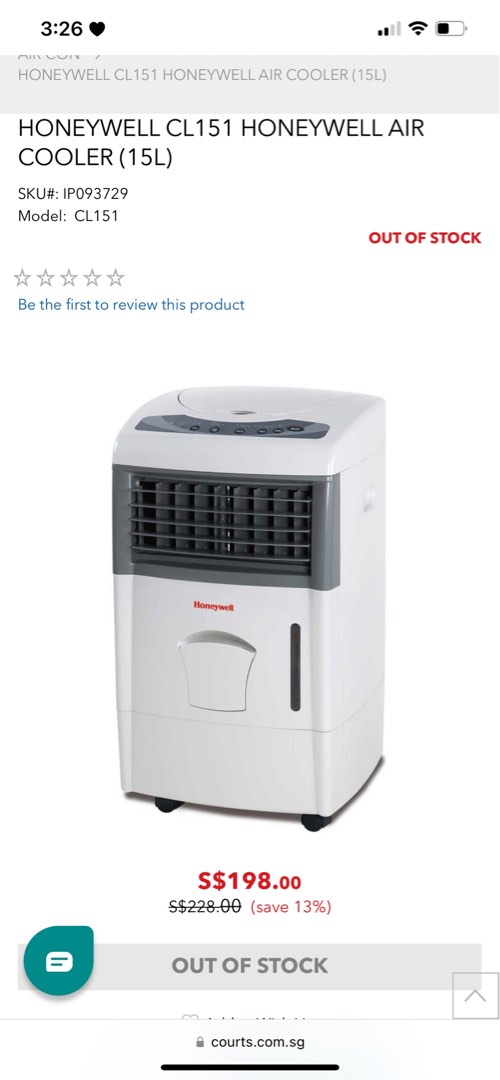 Honeywell air best sale cooler cl151 review