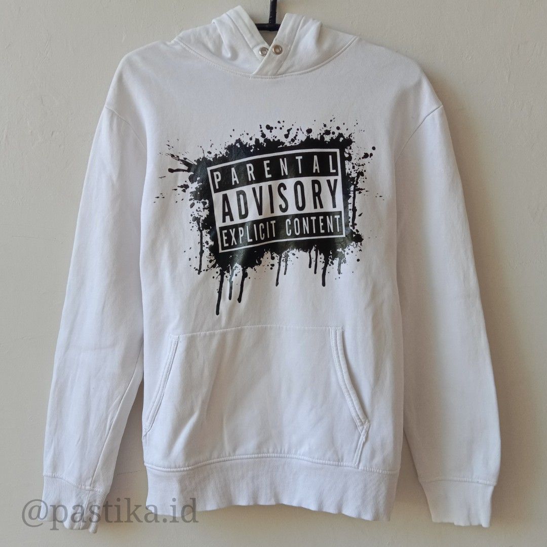 Hoodie H M Parental Advisory Hello2023 Fesyen Pria Pakaian Baju Luaran di Carousell