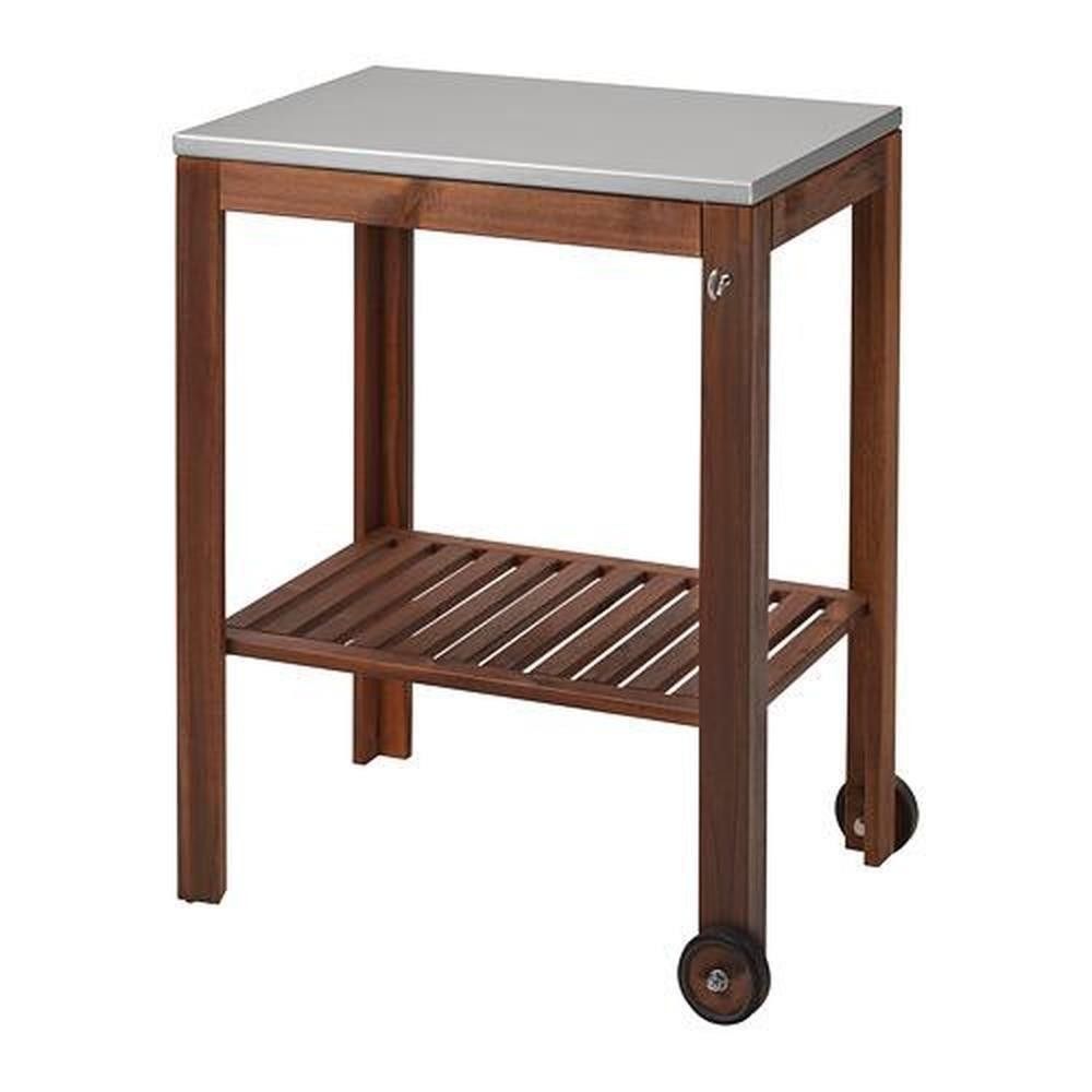 Ikea Applaro Klasen solid wood trolley with stainless steel top