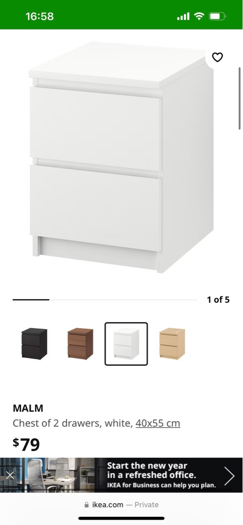 IKEA MALM bedside table drawers, Furniture & Home Living, Furniture