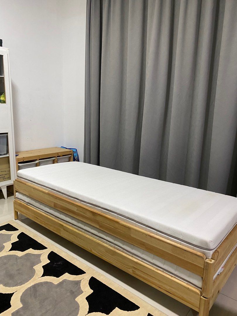 IKEA Stacked Bed Frame with 2 Mattress, Furniture & Home Living