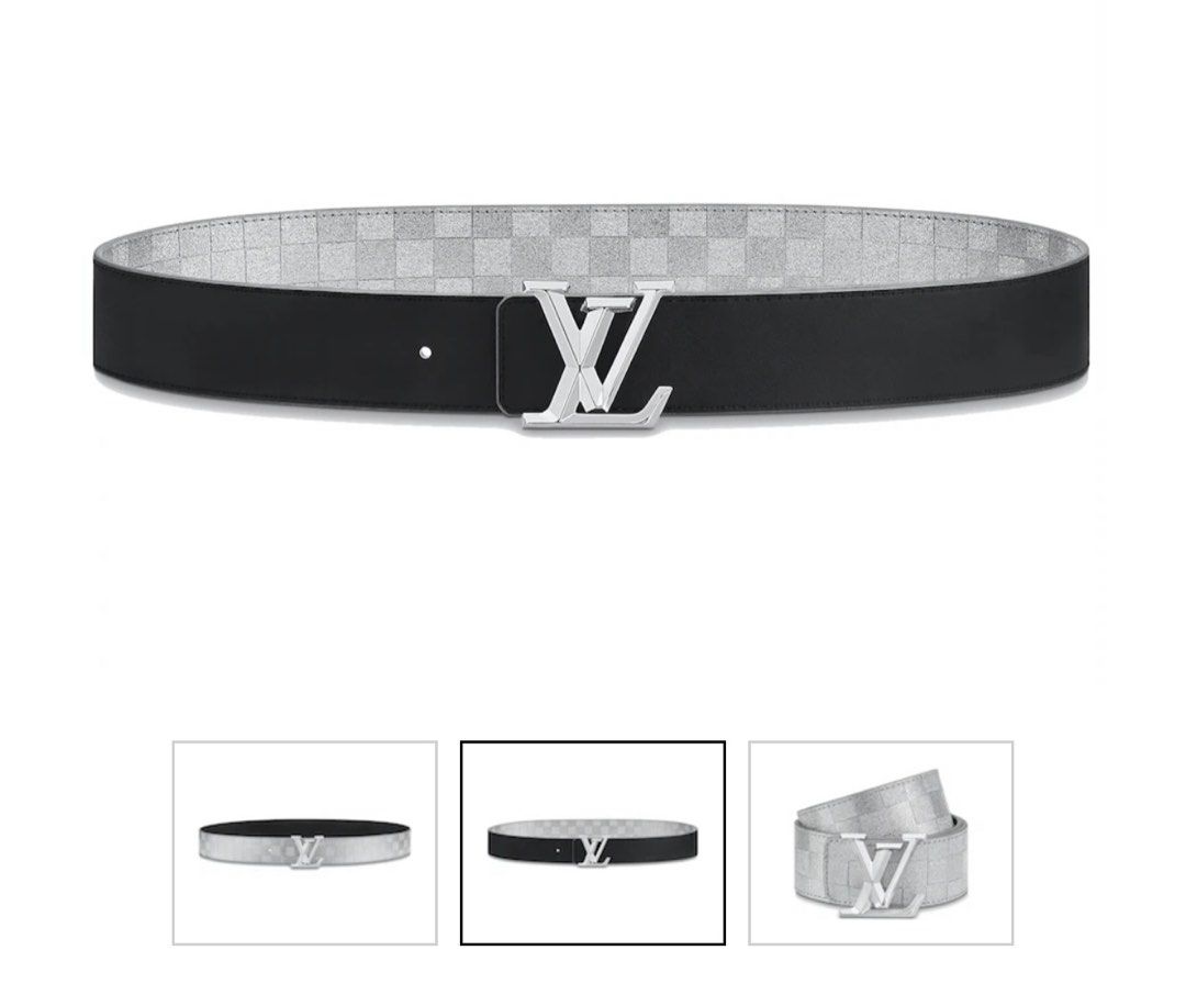 Louis Vuitton LV Pyramide Glitter 40MM Reversible Belt Silver