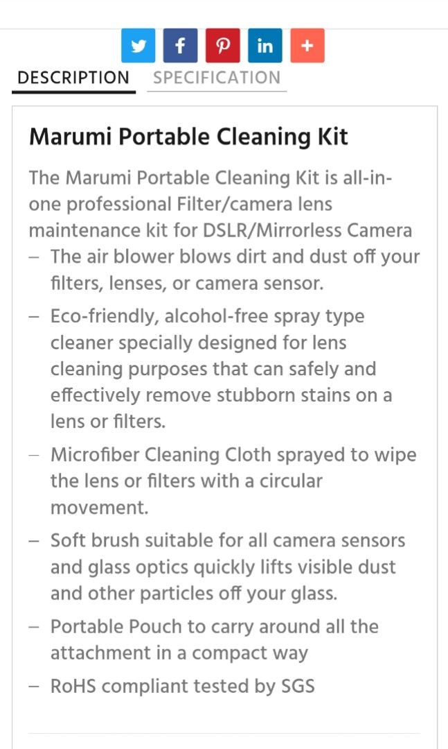 Marumi Camera Lens Cleaning Kit, Photography, Cameras on Carousell
