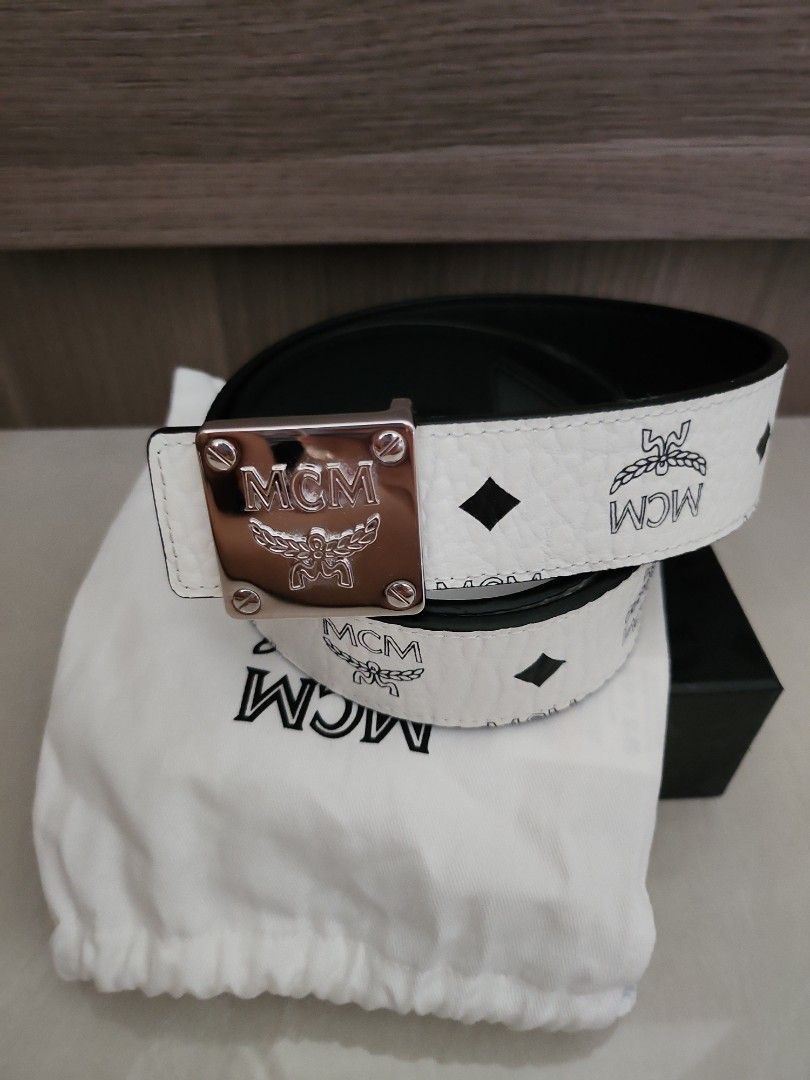 White outlet mcm belt