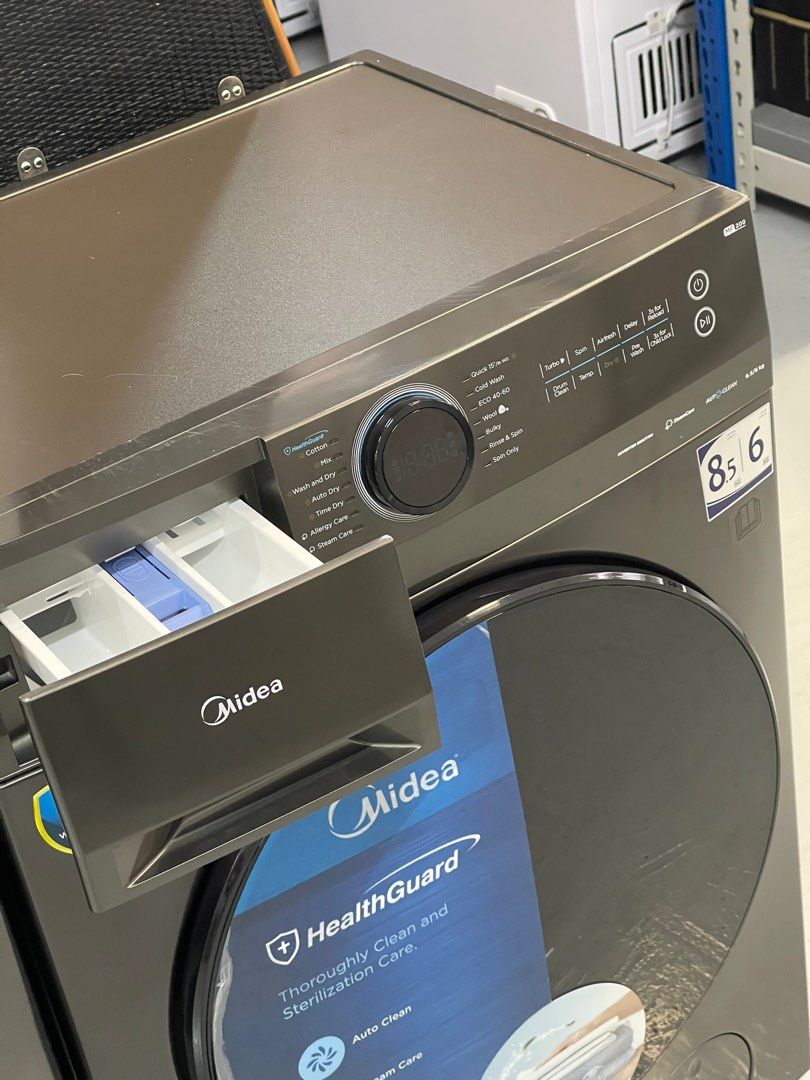 MIDEA 8.5KG/6KG FRONT LOAD WASHER DRYER COMBO MF200D85B (DARK GREY), TV