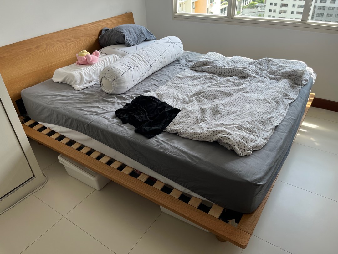 Muji Queen Bed Frame with Headboard, Furniture & Home Living, Furniture